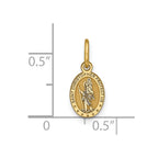 10k Solid Satin Polished Small Oval St. Christopher Medal Pendant