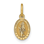 10k Solid Satin Polished Small Oval St. Christopher Medal Pendant