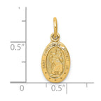 10k Solid Satin Polished Small Oval St. Christopher Pendant