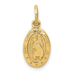 10k Solid Satin Polished Small Oval St. Christopher Pendant