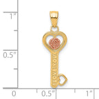 10k Two-tone I LOVE YOU with Flower Key Charm