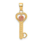 10k Two-tone I LOVE YOU with Flower Key Charm