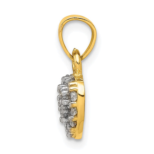 10k CZ Cluster Small Heart Charm