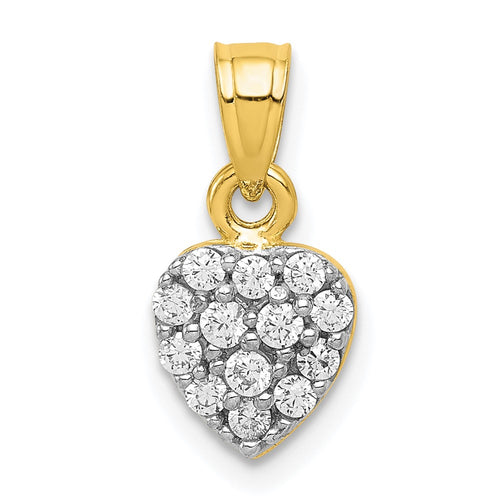 10k CZ Cluster Small Heart Charm