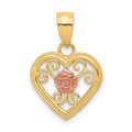 10k Two-tone Flower in Small Heart Charm