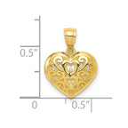 10k Diamond-Cut Filigree Heart Charm