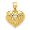 10k Diamond-Cut Filigree Heart Charm