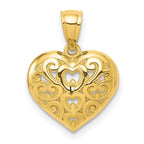 10k Diamond-Cut Filigree Heart Charm