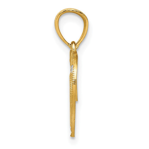 10K and White Rhodium Heart Charm