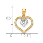 10K and White Rhodium Heart Charm