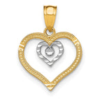 10K and White Rhodium Heart Charm