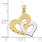 10K and White Rhodium Double Heart Pendant