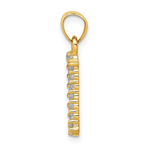 10K and White Rhodium CZ I Heart YOU Charm