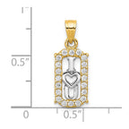 10K and White Rhodium CZ I Heart YOU Charm