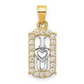 10K and White Rhodium CZ I Heart YOU Charm