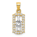 10K and White Rhodium CZ I Heart YOU Charm
