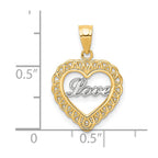 10K and White Rhodium LOVE in Heart Charm