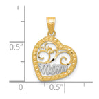 10K and White Rhodium MOM in Heart Charm