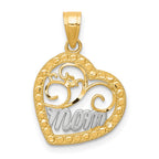 10K and White Rhodium MOM in Heart Charm