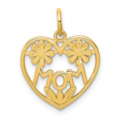 10K MOM in Heart with Flowers Charm