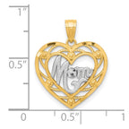 10K and White Rhodium MOM in Heart Charm