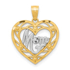 10K and White Rhodium MOM in Heart Charm