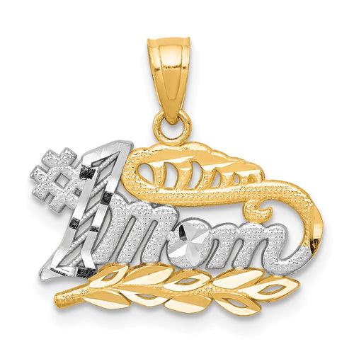 10K and White Rhodium #1 MOM Charm