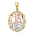10K Two-tone and White Rhodium 15 ANOS Oval Pendant