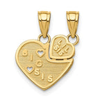10K BIG SIS / LIL SIS 2-Piece Break-Apart Heart Charm