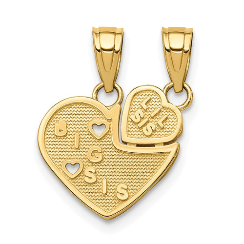 10K BIG SIS / LIL SIS 2-Piece Break-Apart Heart Charm