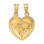 10K BEST FRIENDS 2-Piece Break-Apart Heart Pendant