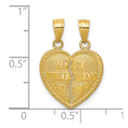 10K BEST FRIENDS 2-Piece Break-Apart Heart Pendant