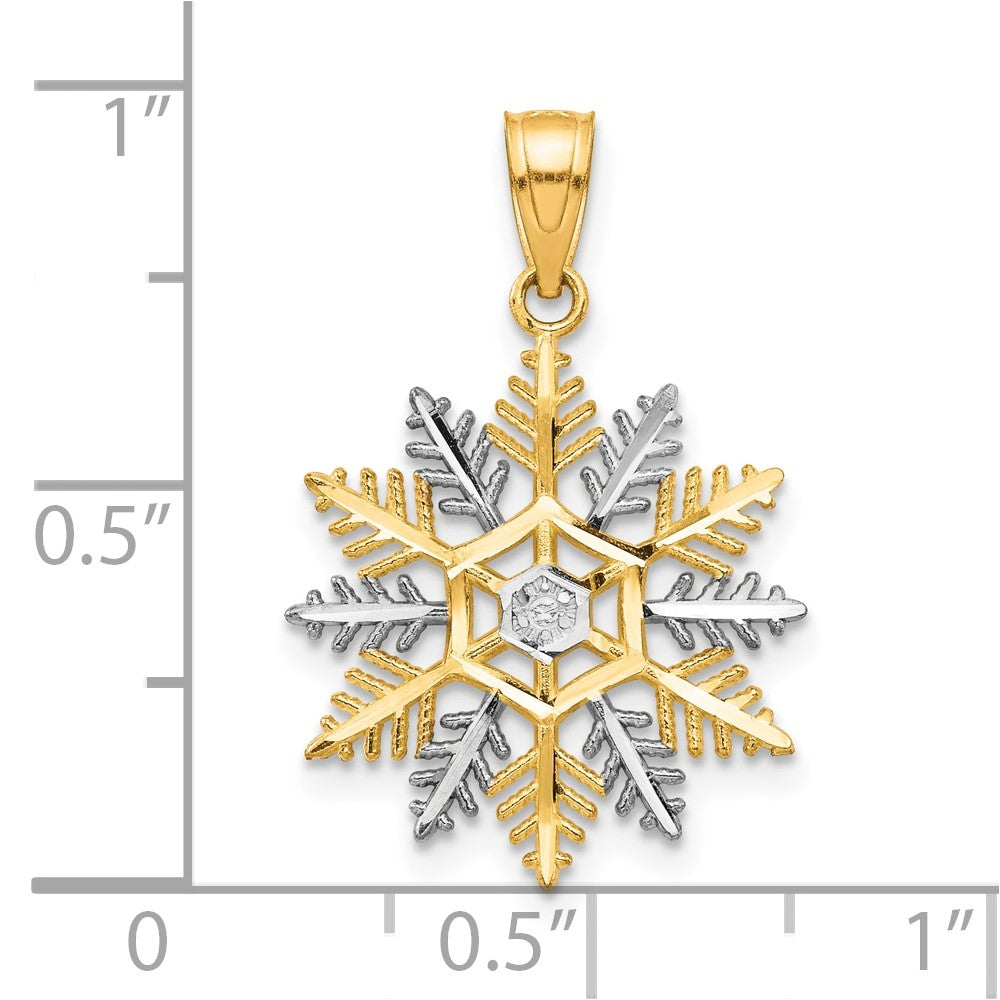 10K and White Rhodium Snowflake Charm