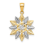 10K and White Rhodium Snowflake Charm