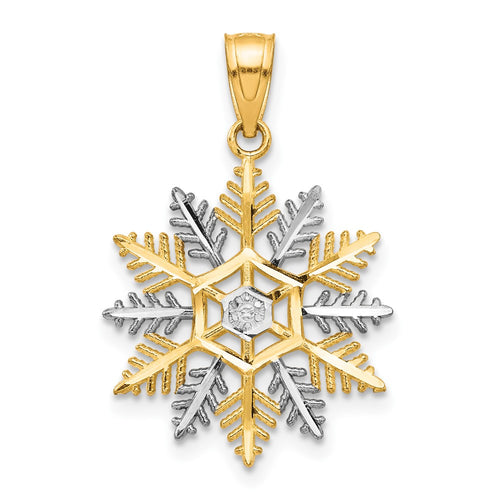 10K and White Rhodium Snowflake Charm