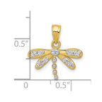 10K and White Rhodium CZ Dragonfly Charm