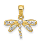 10K and White Rhodium CZ Dragonfly Charm
