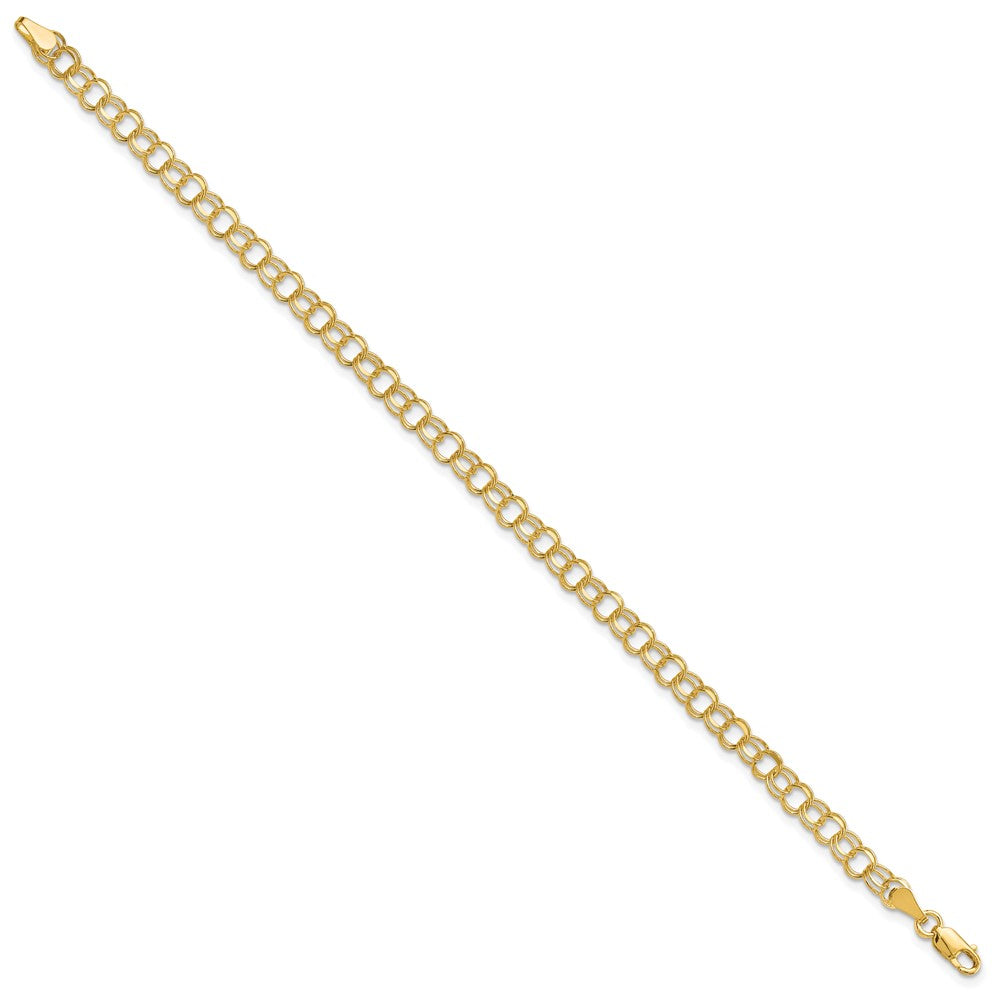 10k 4.5mm Solid Diamond-cut Double Link 8 inch Charm Bracelet