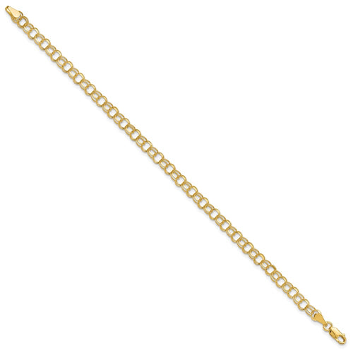 10k 4.5mm Solid Diamond-cut Double Link 7 inch Charm Bracelet