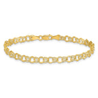 10k 4.5mm Solid Diamond-cut Double Link 7 inch Charm Bracelet