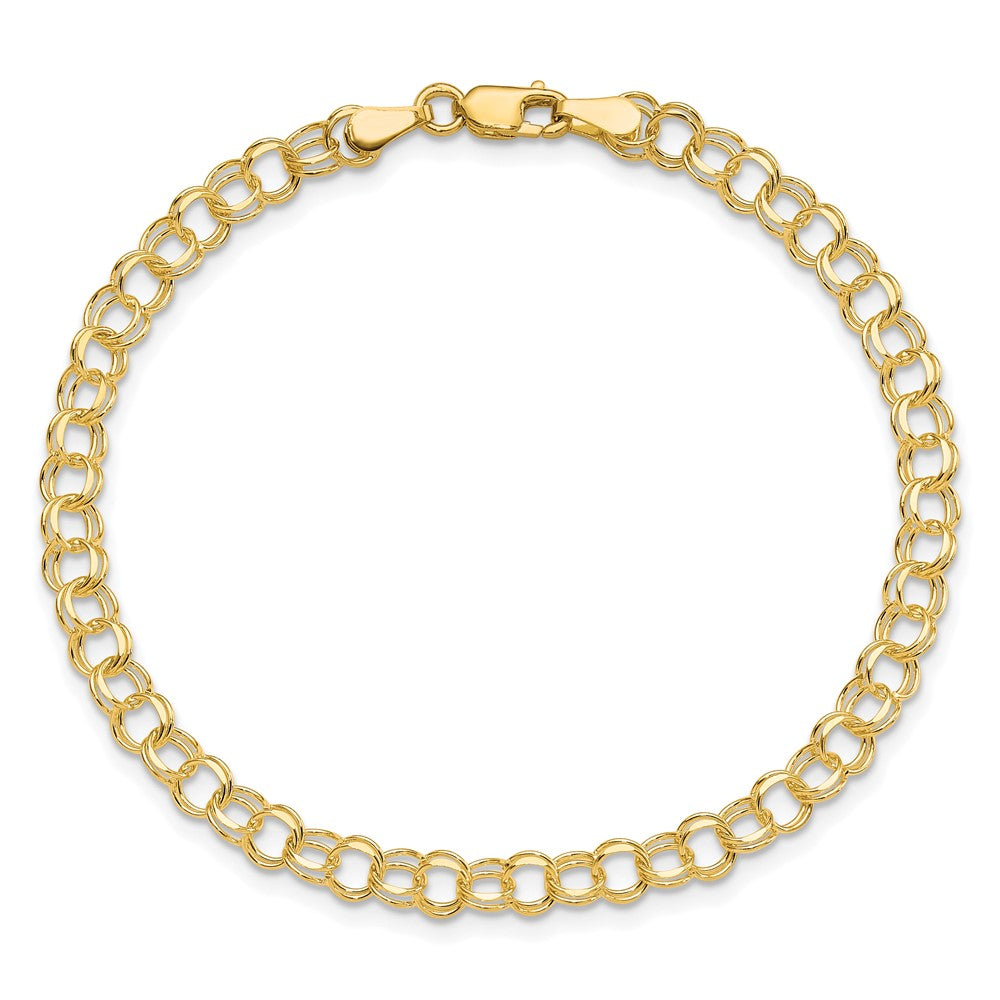 10k 4.5mm Solid Diamond-cut Double Link 8 inch Charm Bracelet