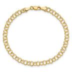10k 4.5mm Solid Diamond-cut Double Link 7 inch Charm Bracelet