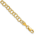 10k 4.5mm Solid Diamond-cut Double Link 8 inch Charm Bracelet