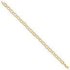 10k 5mm Solid Triple Link 8 inch Charm Bracelet