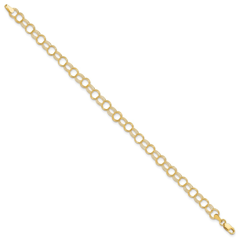 10k 5mm Solid Triple Link 8 inch Charm Bracelet