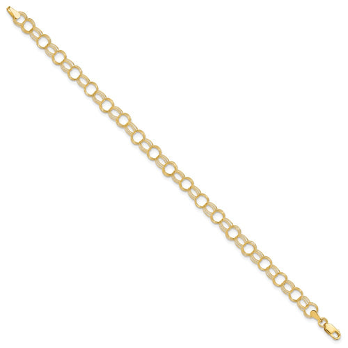 10k 5mm Solid Triple Link 8 inch Charm Bracelet