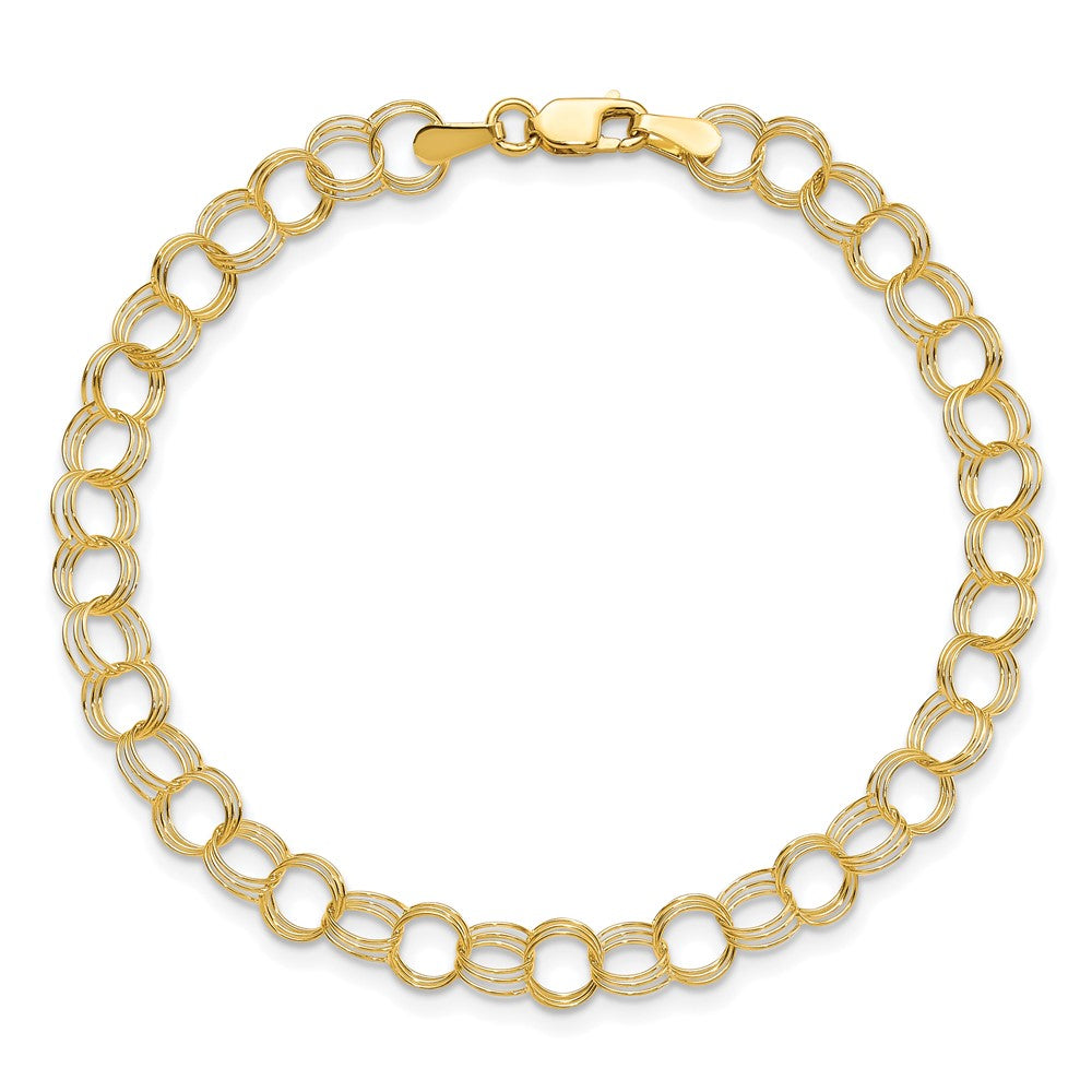 10k 5mm Solid Triple Link 7 inch Charm Bracelet