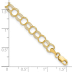 10k 5mm Solid Triple Link 7 inch Charm Bracelet