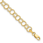 10k 5mm Solid Triple Link 8 inch Charm Bracelet