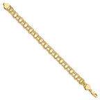 10k 7mm Solid Diamond-cut Triple Link 8 inch Charm Bracelet